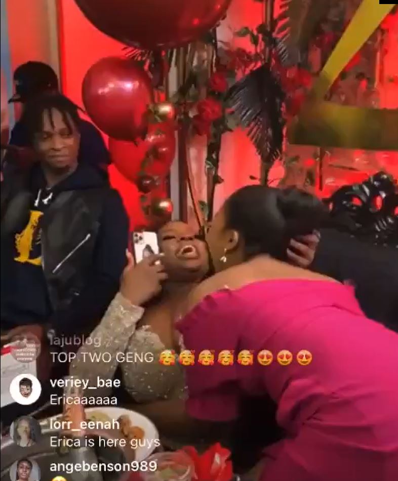 Laycon Caught Star-Struck Staring At Erica At Dorathy Birthday Party