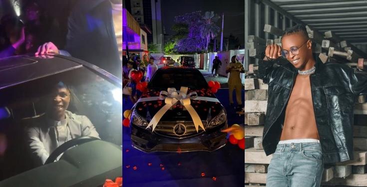 Laycon Brought To Tears As Fans Gift Him Mercedes Benz And Fully Equipped Home Studio For His 27th birthday (Photos/Video)