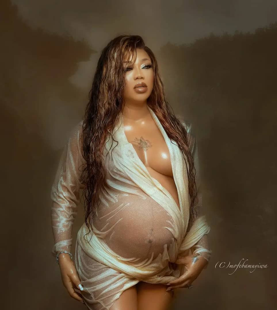 Toyin Lawani Breaks The Internet With Her Maternity photos; Writes On Her Son Tenor's Relationship With Segun Wealth