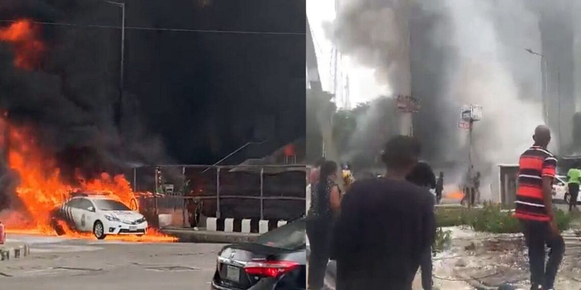 People Feared Dead, Cars Burnt As Fire Guts Storey Building In VI Lagos