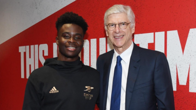Bukayo Saka Excites Arsenal Fans As He Finally Meets Arsene Wenger For The First Time