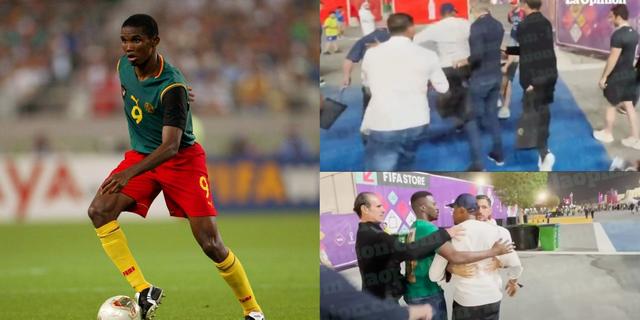 Footage Shows Samuel Eto’o Brutally Attacking A Man At World Cup In Qatar [Watch]