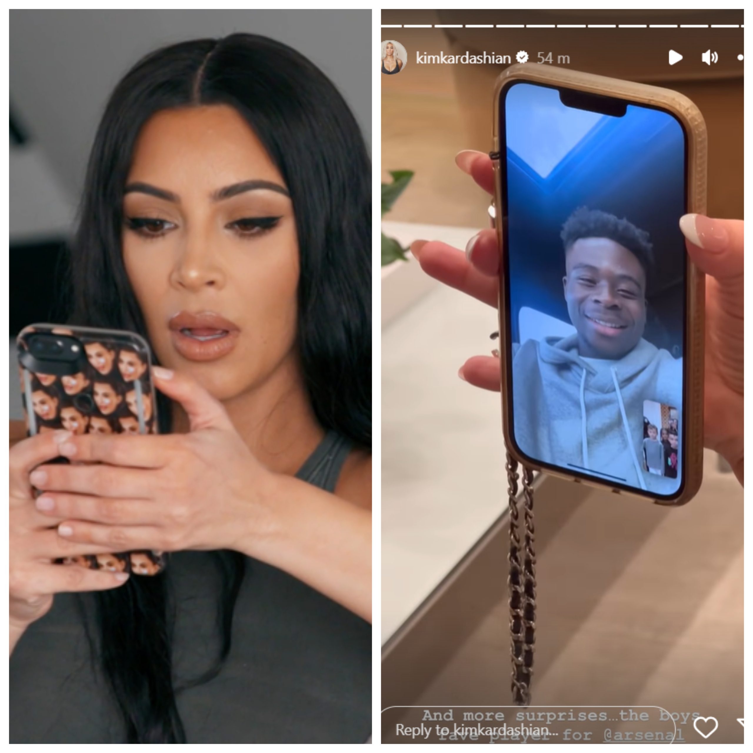 Kim Kardashian Video Chats With Bukayo Saka, Meets Dele Alli In ‘Trip Of A Lifetime [Photos]