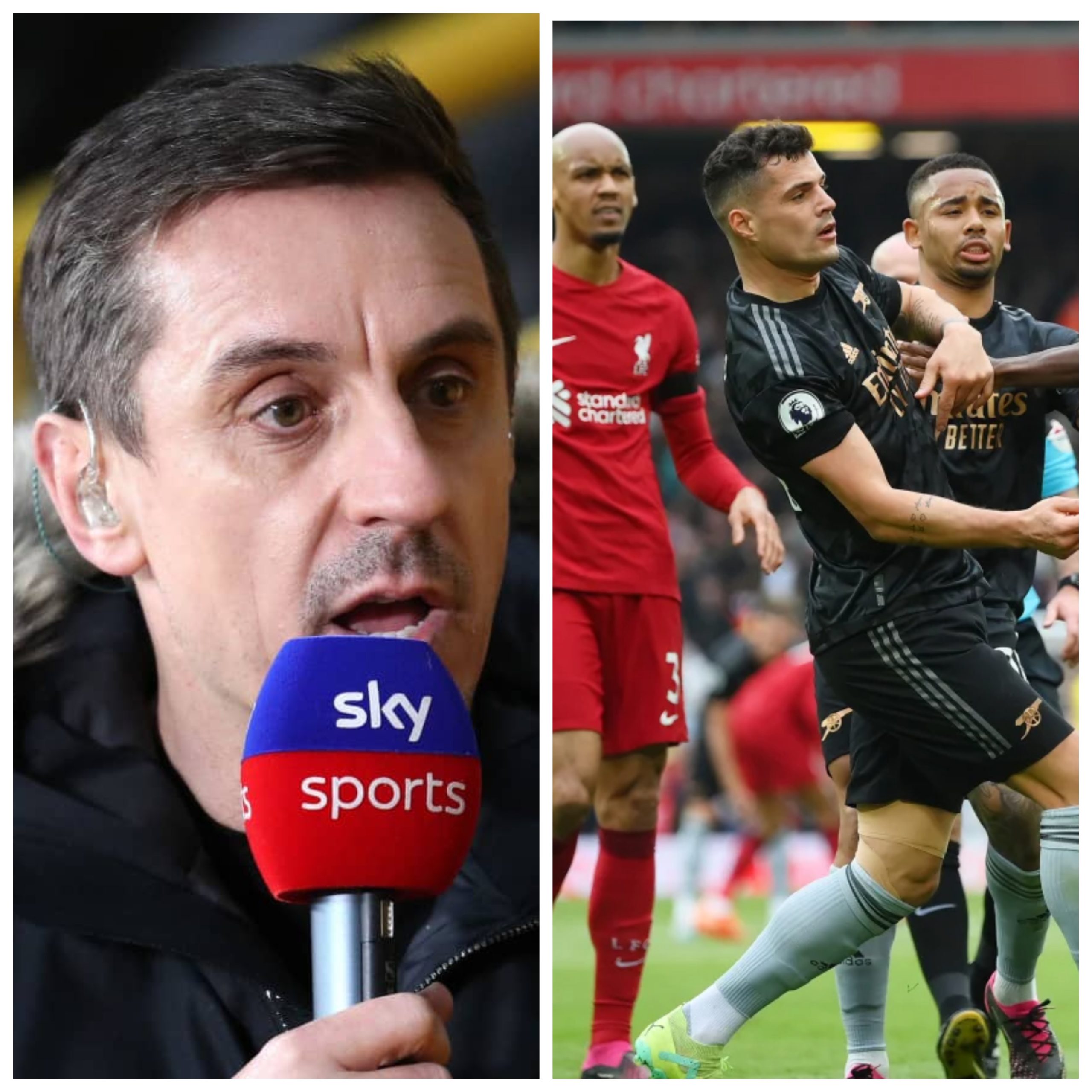 Gary Neville Accuses Arsenal Star Of Breaking 'Rule' In Dramatic Liverpool Draw
