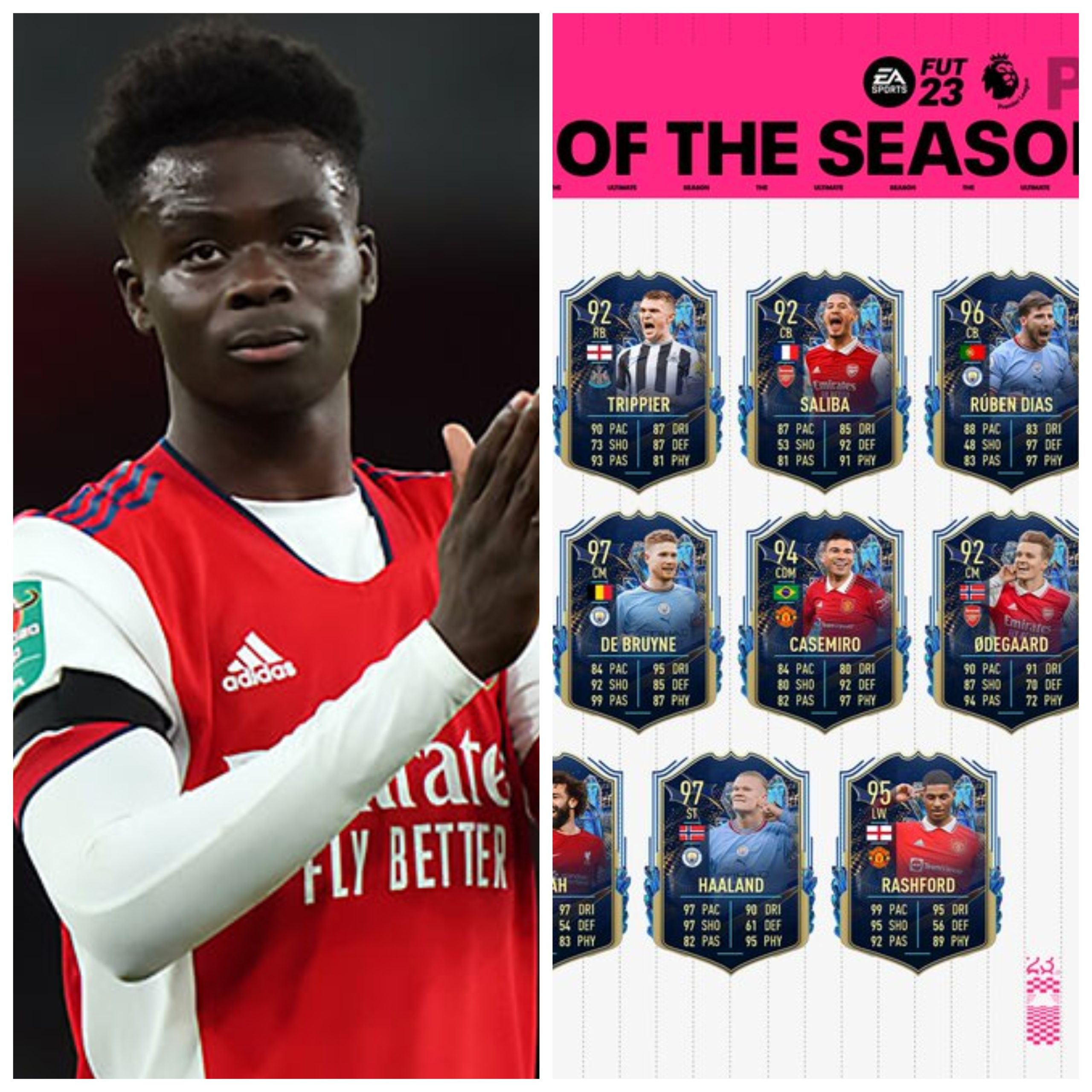 Fans Furious As Premier League Team of The Season Snubs Bukayo Saka