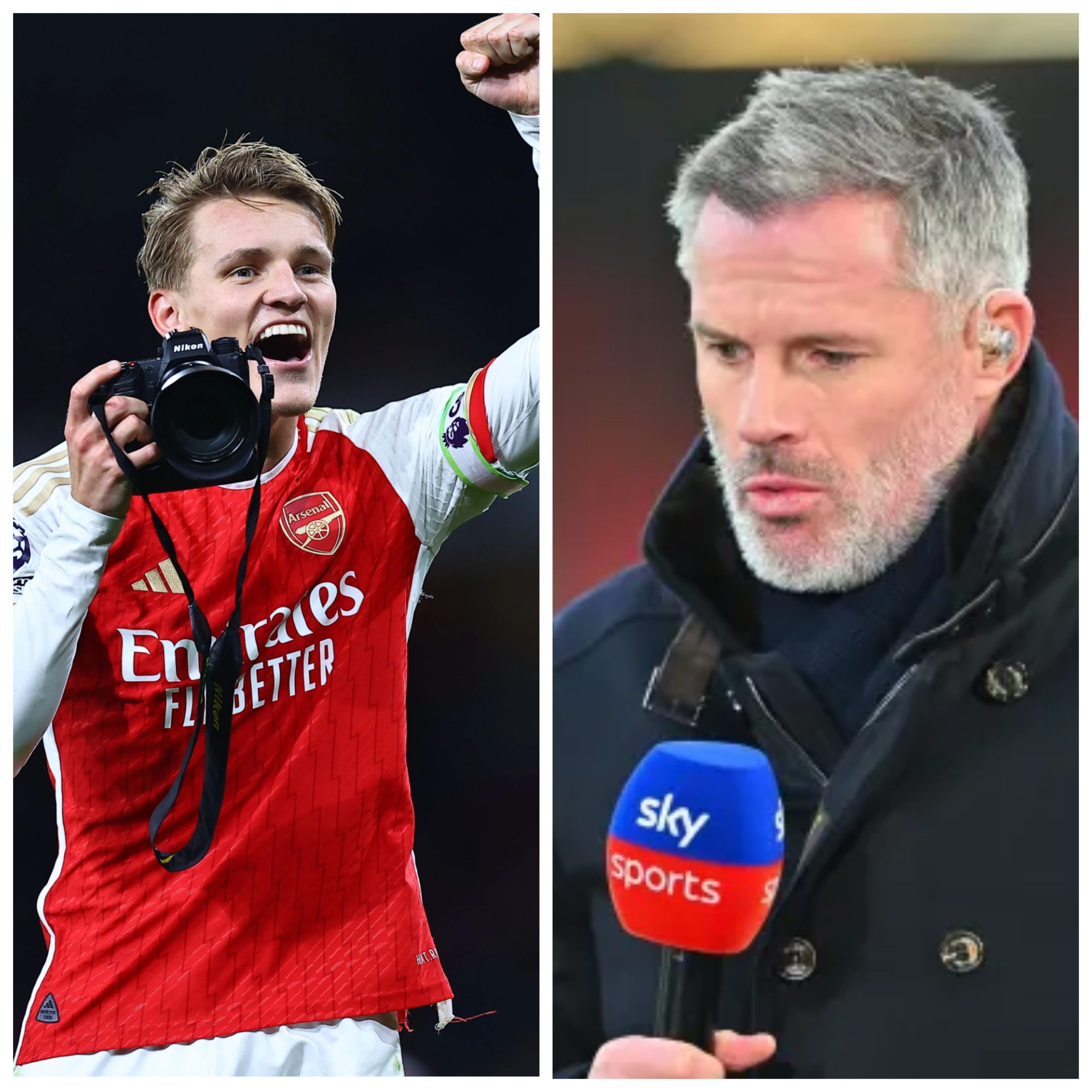 Martin Odegaard responds to Jamie Carragher's cheeky swipe after Arsenal beat Liverpool